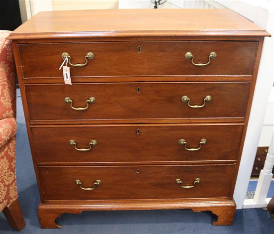 A George III mahogany chest fitted four graduated long drawers, 98cm wide